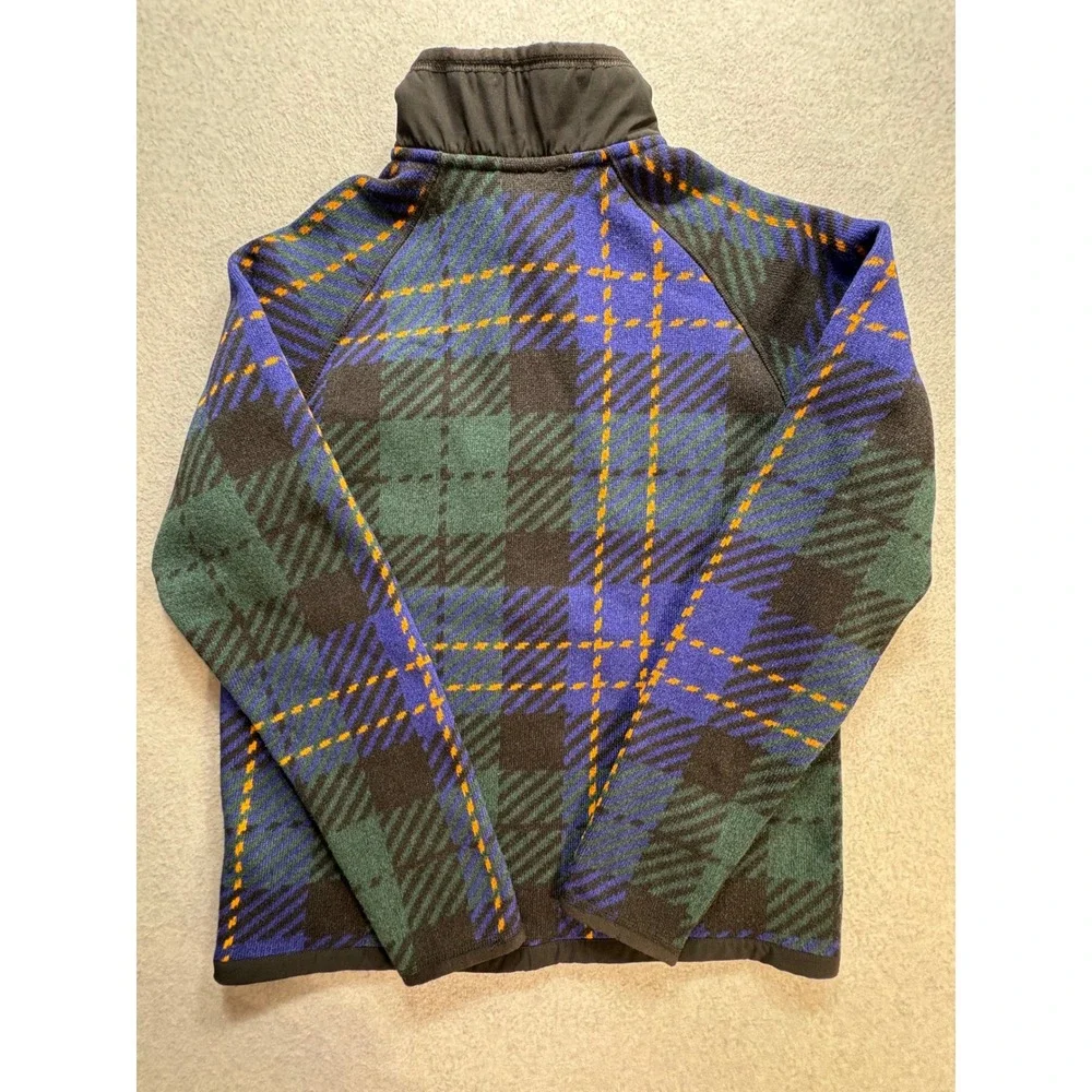 The North Face Mens Plaid Fleece Quarter Zip Pullover Blue Green NF0A7WR8 FA22 M